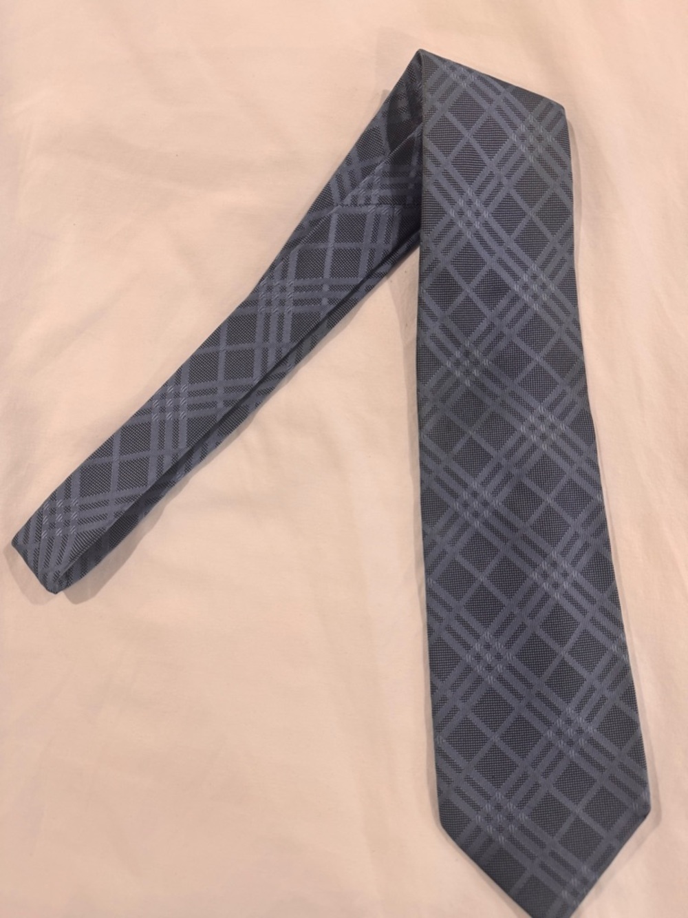 Men's Navy Plaid Tie - Burberry - Picture 2 of 5